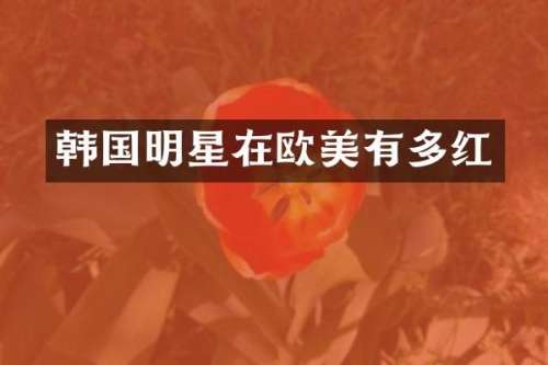 韩国明星在欧美有多红