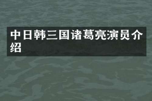中日韩三国诸葛亮演员介绍