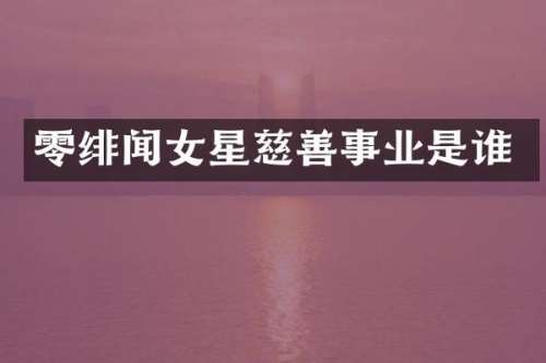 零绯闻女星慈善事业是谁