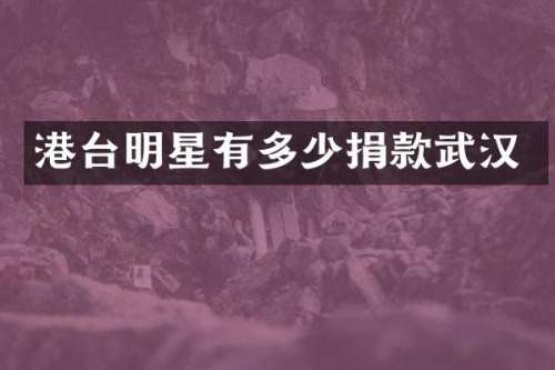 港台明星有多少捐款武汉