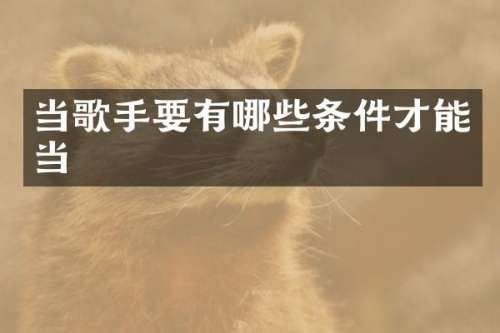 当歌手要有哪些条件才能当