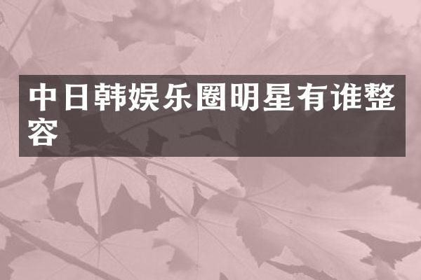 中日韩娱乐圈明星有谁整容