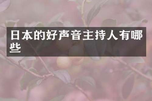 日本的好声音主持人有哪些
