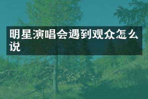 明星演唱会遇到观众怎么说