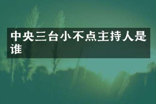 中央三台小不点主持人是谁