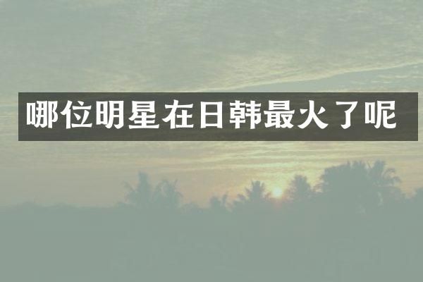 哪位明星在日韩最火了呢