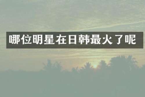 哪位明星在日韩最火了呢
