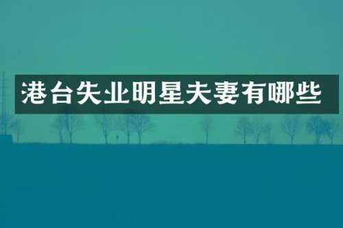 港台失业明星夫妻有哪些