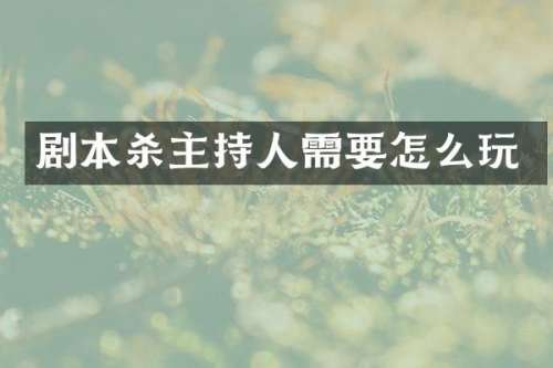 剧本杀主持人需要怎么玩