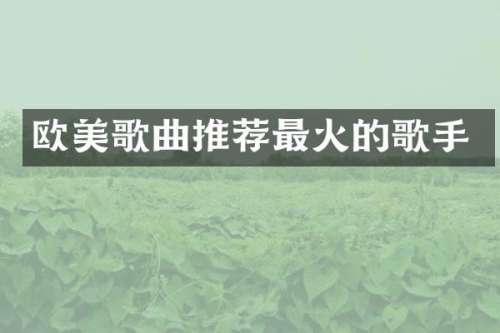欧美歌曲推荐最火的歌手