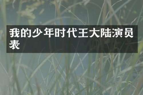 我的少年时代王大陆演员表