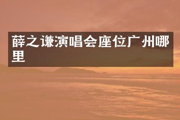 薛之谦演唱会座位广州哪里