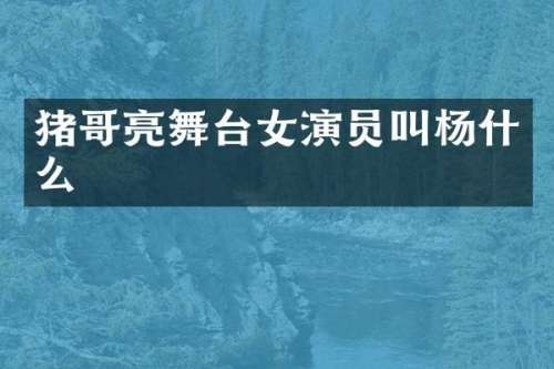 猪哥亮舞台女演员叫杨什么
