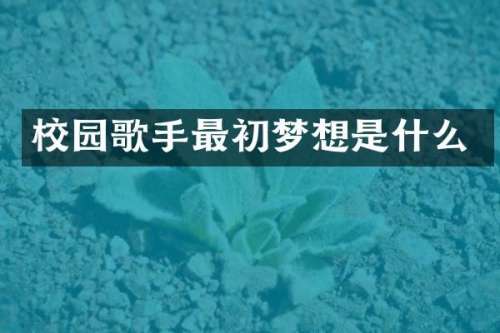 校园歌手最初梦想是什么