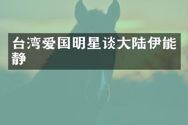 台湾爱国明星谈大陆伊能静