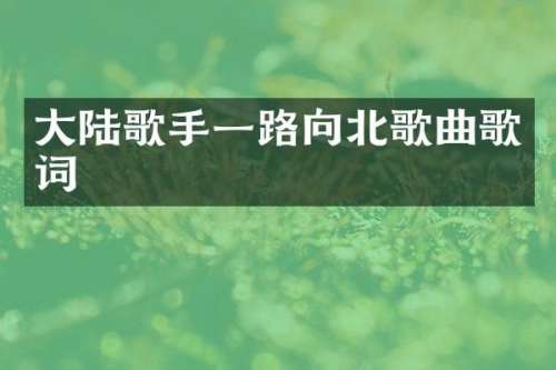 大陆歌手一路向北歌曲歌词