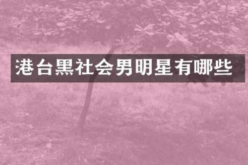 港台黑社会男明星有哪些
