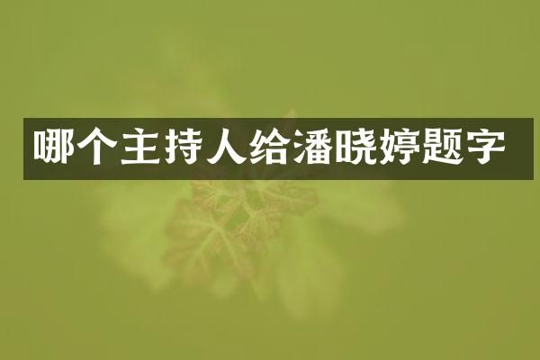 哪个主持人给潘晓婷题字