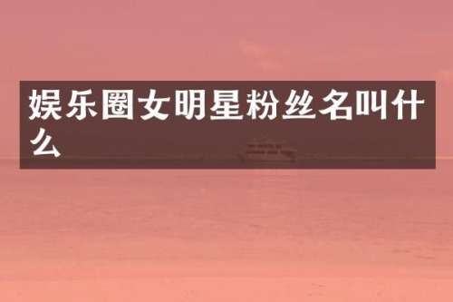 娱乐圈女明星粉丝名叫什么