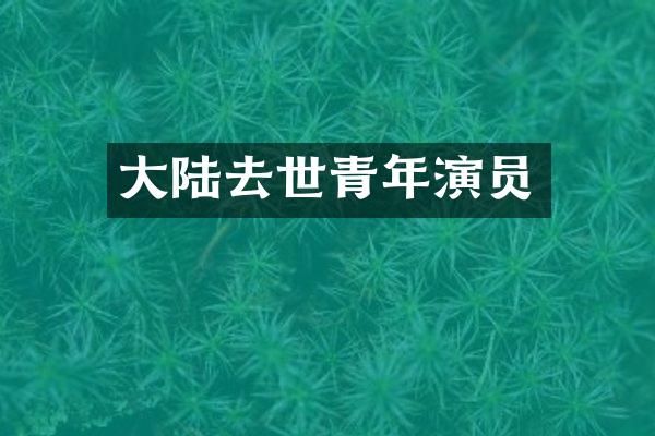 大陆去世青年演员