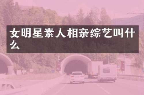 女明星素人相亲综艺叫什么