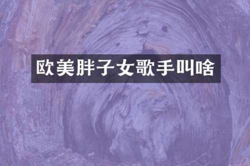 欧美胖子女歌手叫啥