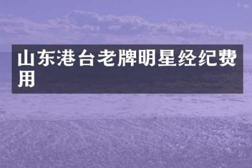 山东港台老牌明星经纪费用