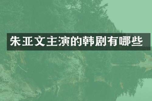 朱亚文主演的韩剧有哪些