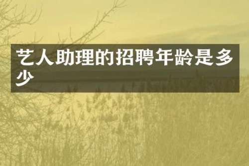 艺人助理的招聘年龄是多少