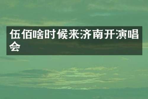 伍佰啥时候来济南开演唱会