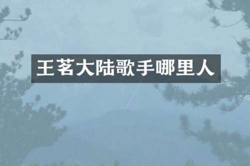 王茗大陆歌手哪里人