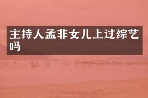 主持人孟非女儿上过综艺吗