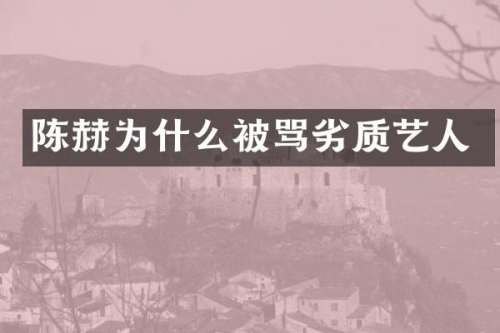 陈赫为什么被骂劣质艺人