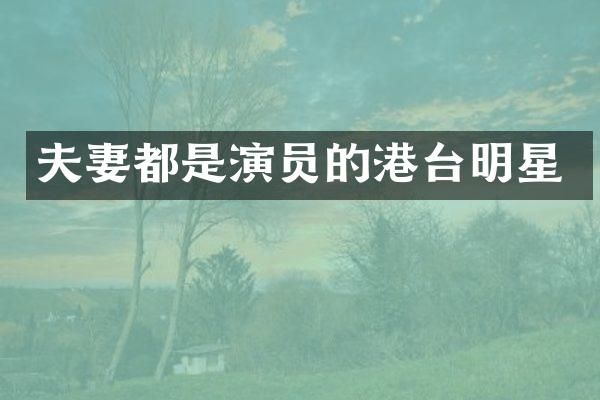 夫妻都是演员的港台明星