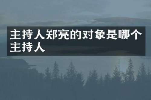 主持人郑亮的对象是哪个主持人