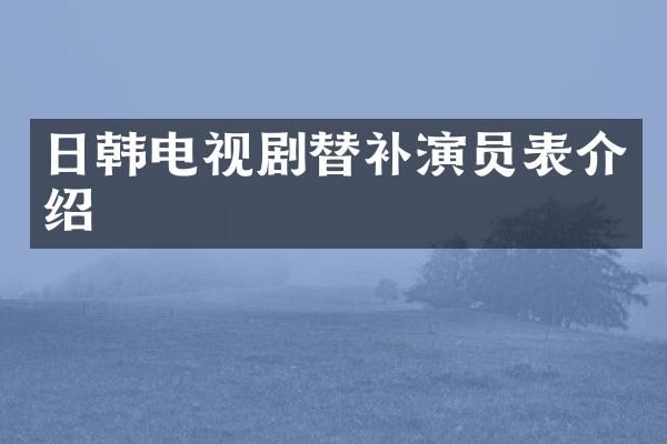 日韩电视剧替补演员表介绍