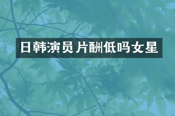 日韩演员片酬低吗女星