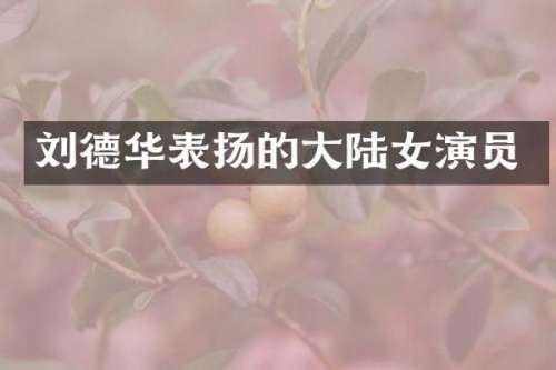 刘德华表扬的大陆女演员