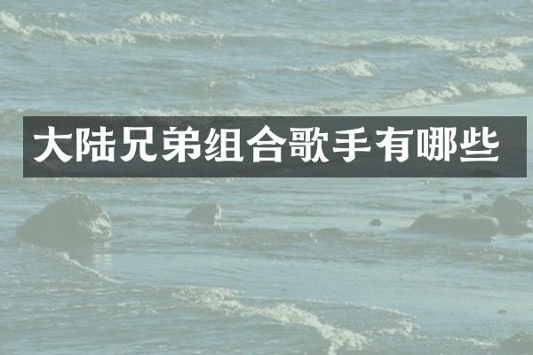 大陆兄弟组合歌手有哪些