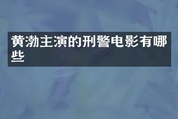 黄渤主演的刑警电影有哪些