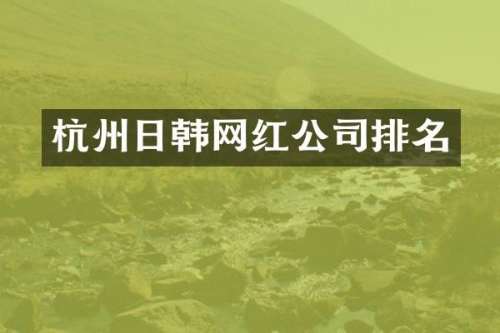 杭州日韩网红公司排名