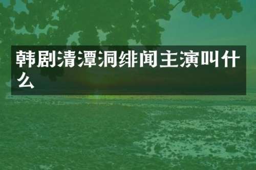 韩剧清潭洞绯闻主演叫什么