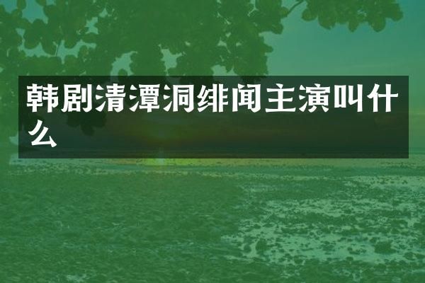 韩剧清潭洞绯闻主演叫什么