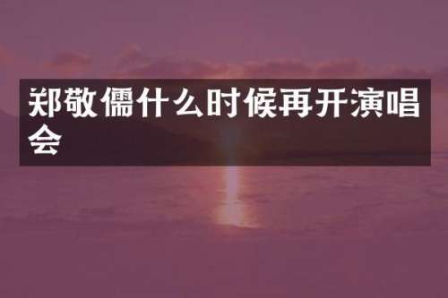 郑敬儒什么时候再开演唱会