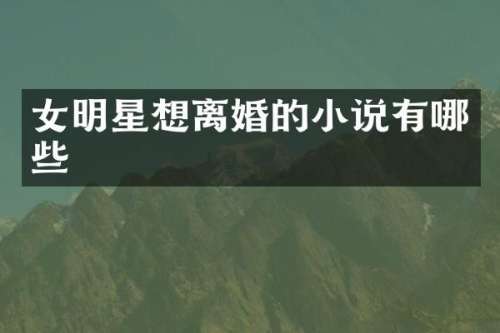 女明星想离婚的小说有哪些