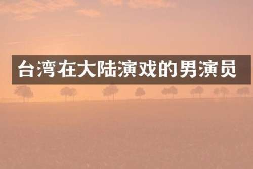 台湾在大陆演戏的男演员