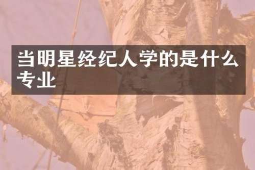 当明星经纪人学的是什么专业