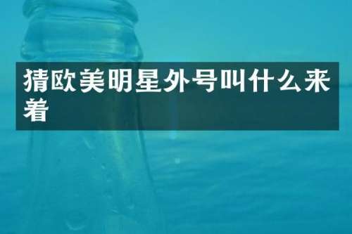 猜欧美明星外号叫什么来着