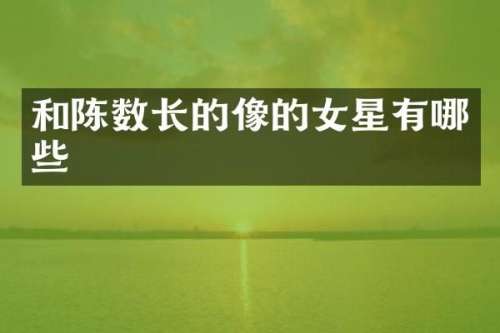 和陈数长的像的女星有哪些