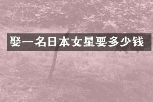 娶一名日本女星要多少钱